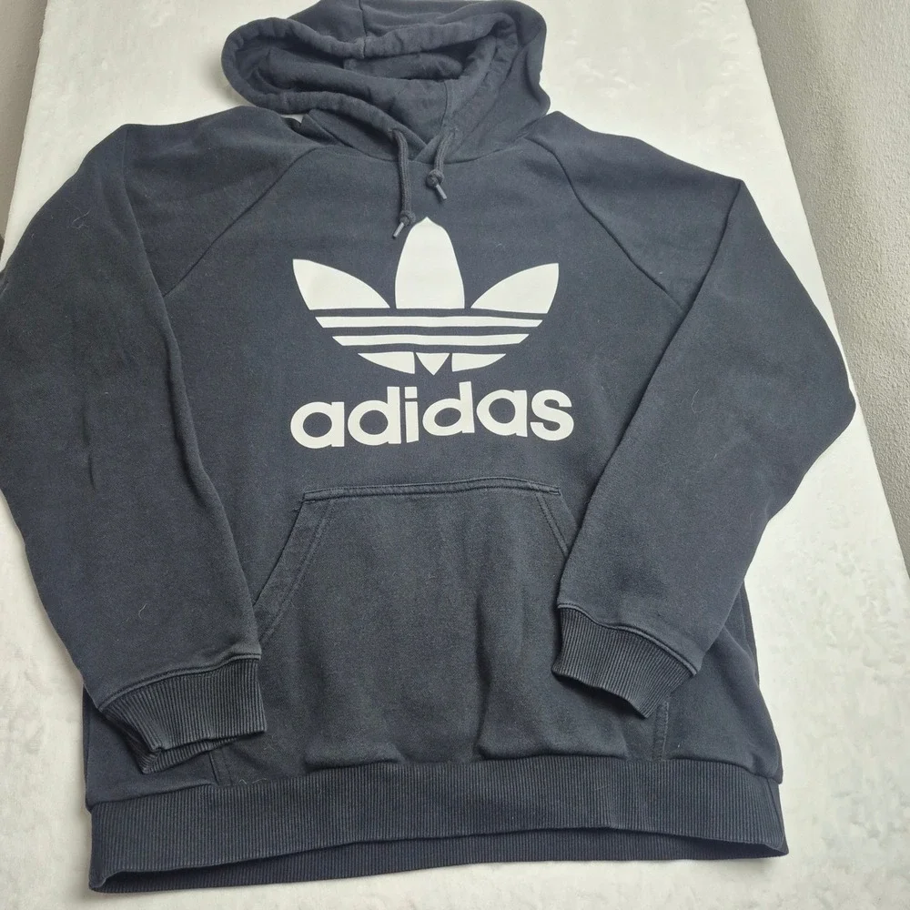 Adidas Originals Trefoil Hoodie Mens Medium‎ Black Pullover Sweatshirt BR4852